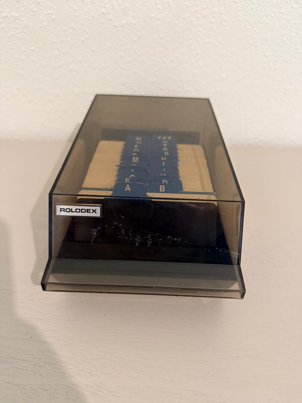 Vintage 1970's Rolodex Desktop Card File Organizer Smoked Acrylic Cover